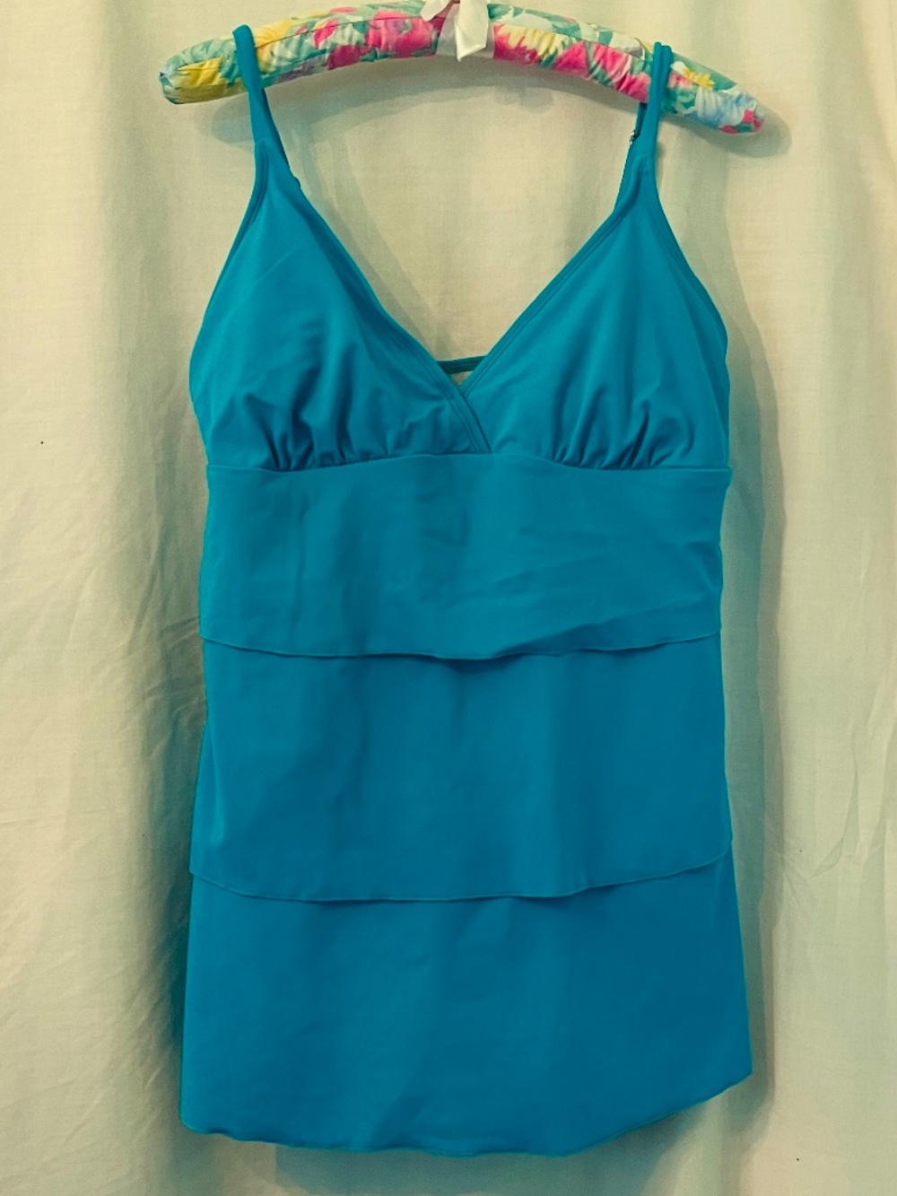 Teal Bathing Suit Swim Dress with Shutter Pleats Adjustable Straps 12